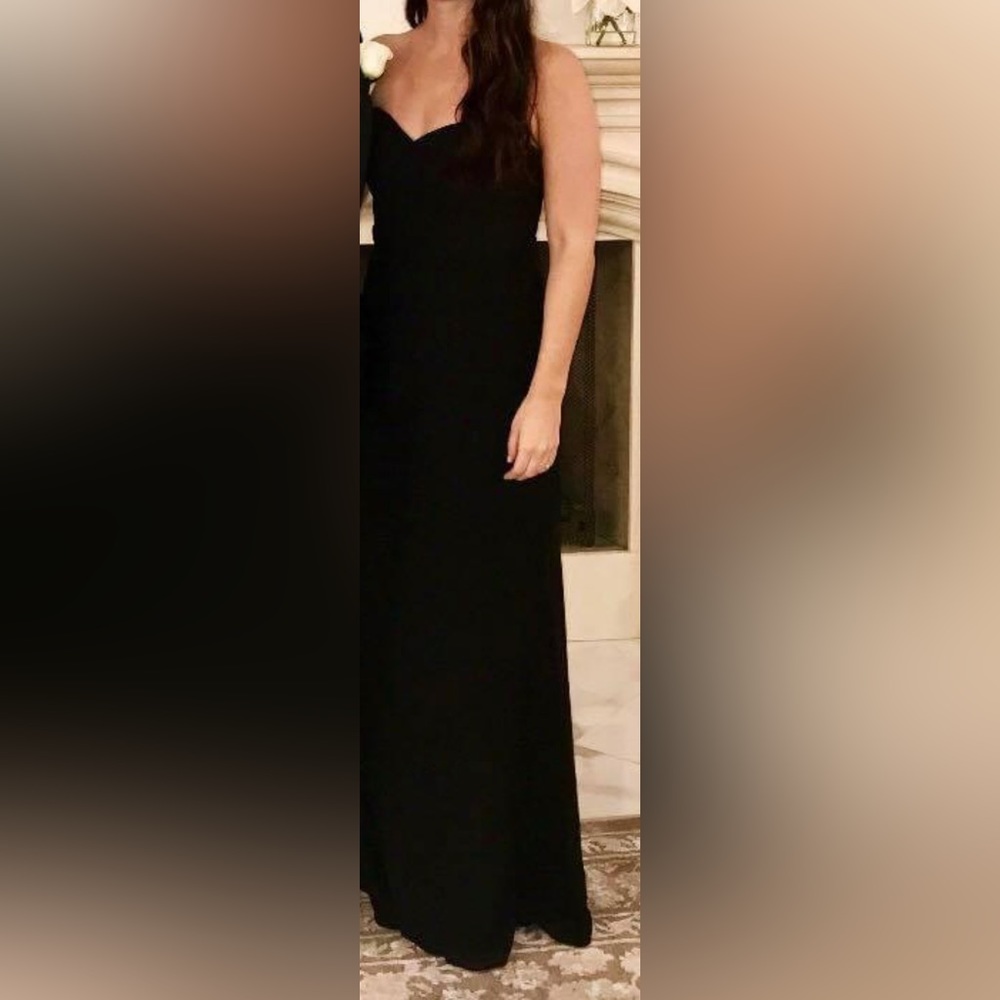 Hayley Paige Black Strapless Chiffon Gown Occasion Dresses Size 6